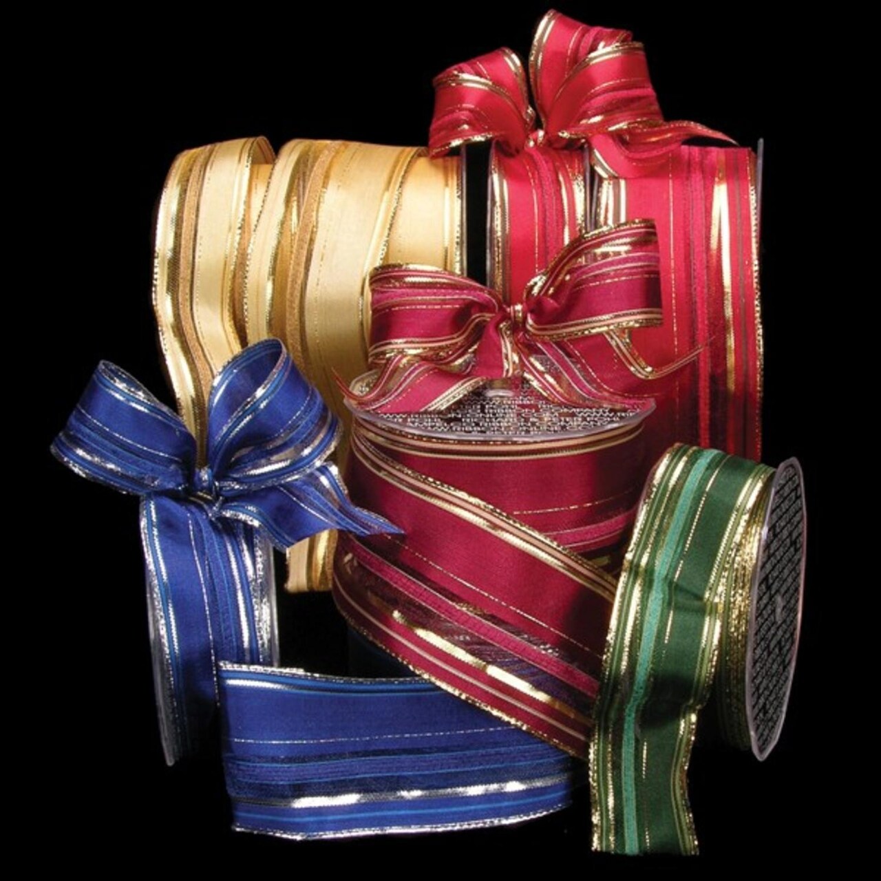 The Ribbon People Burgundy and Gold Colored Elegant Lines Woven Wired Craft Ribbon 2.5" x 25 Yards